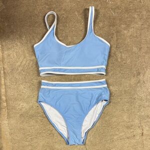 Blue and White Bikini Set
